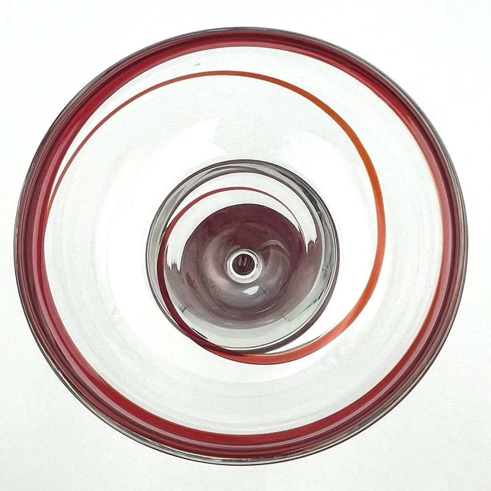 Pair Hand Blown Red Swirl Margarita Glasses 8